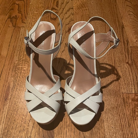 Charles David Shoes - White Cork Wedges